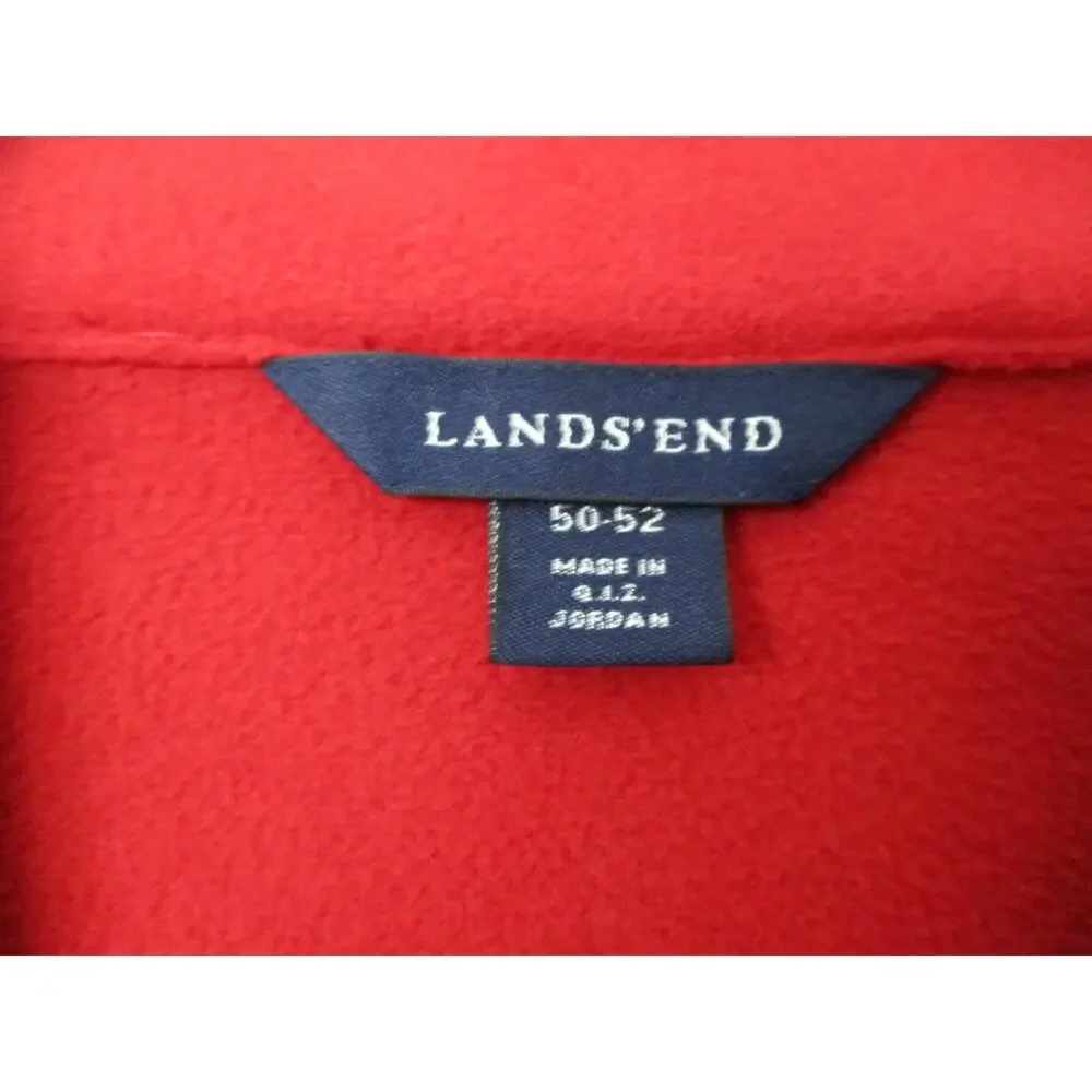 Lands End Red Cozy Soft Essential Layered HalfZip Pullover Sweater Size 50-52‎